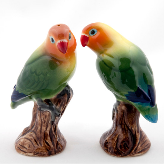 Quail Ceramics Love Birds Salt And Pepper Orange
