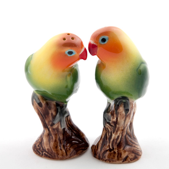 Quail Ceramics Love Birds Salt And Pepper Orange