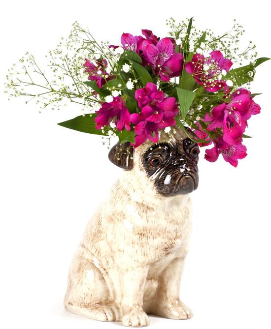 Quail Ceramics Pug Flower Vase Fawn Large