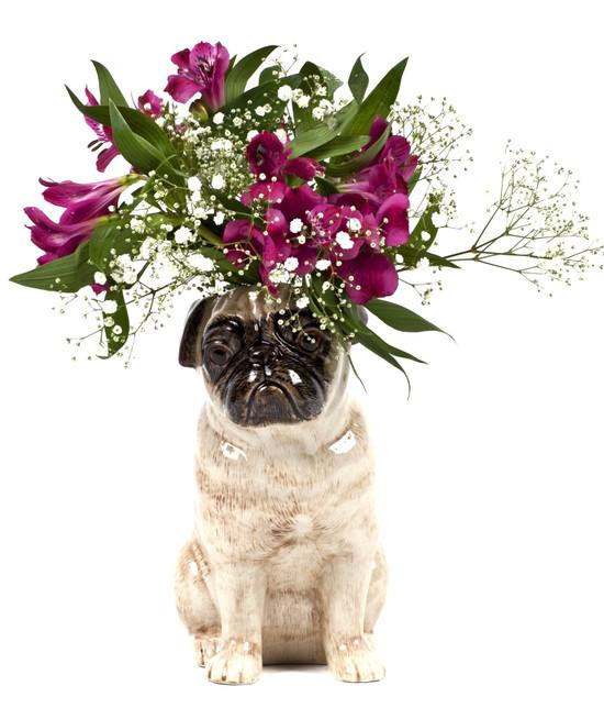 Quail Ceramics Pug Flower Vase Fawn Large