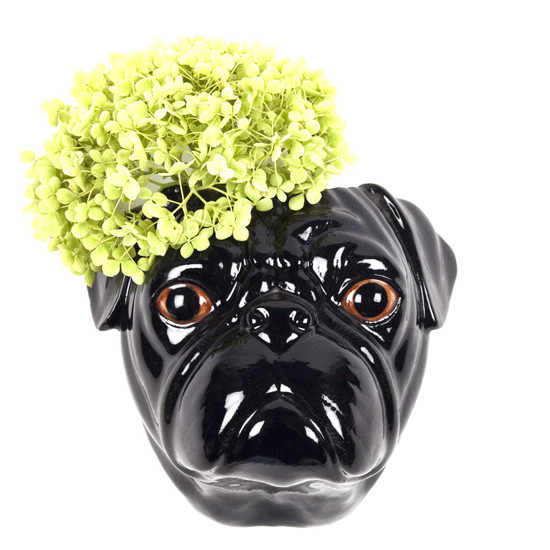 quail ceramics Pug Wall Vase Large Black