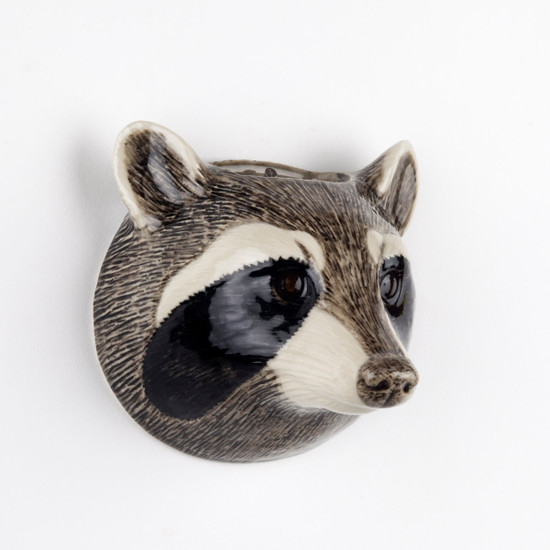 quail ceramics Raccoon Wall Vase Small