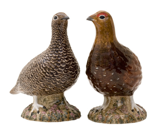 quail ceramics Red Grouse Figures
