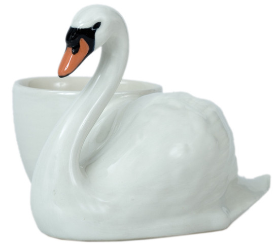 quail ceramics Swan with Egg Cup