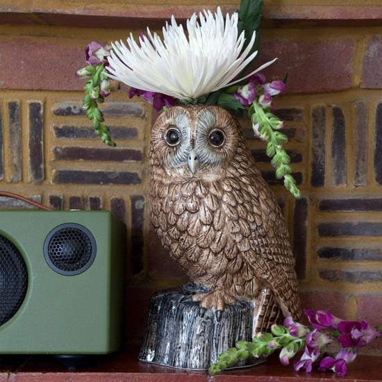 Quail Ceramics Tawny Owl Flower Vase 21cm H