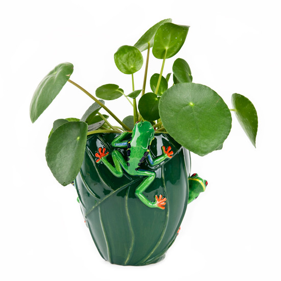 quail Ceramics Tree Frog Flower Vase