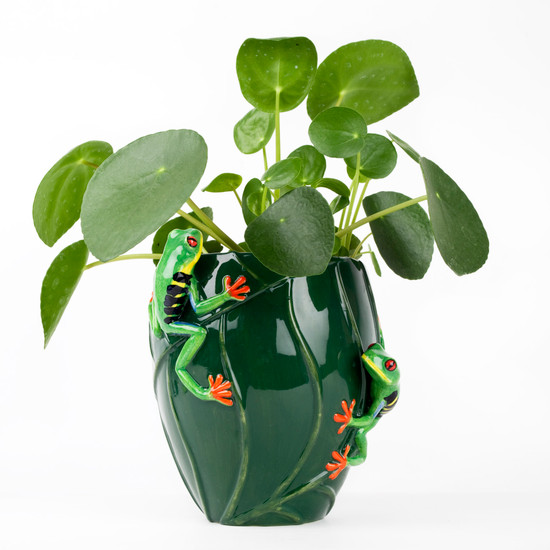 quail Ceramics Tree Frog Flower Vase