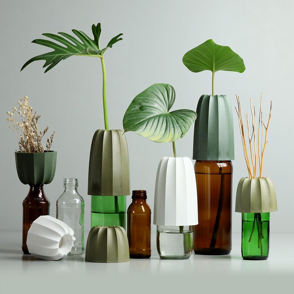 Qualy Cacvase S – Screw Cap Bottle Vase (3 Pcs/set)