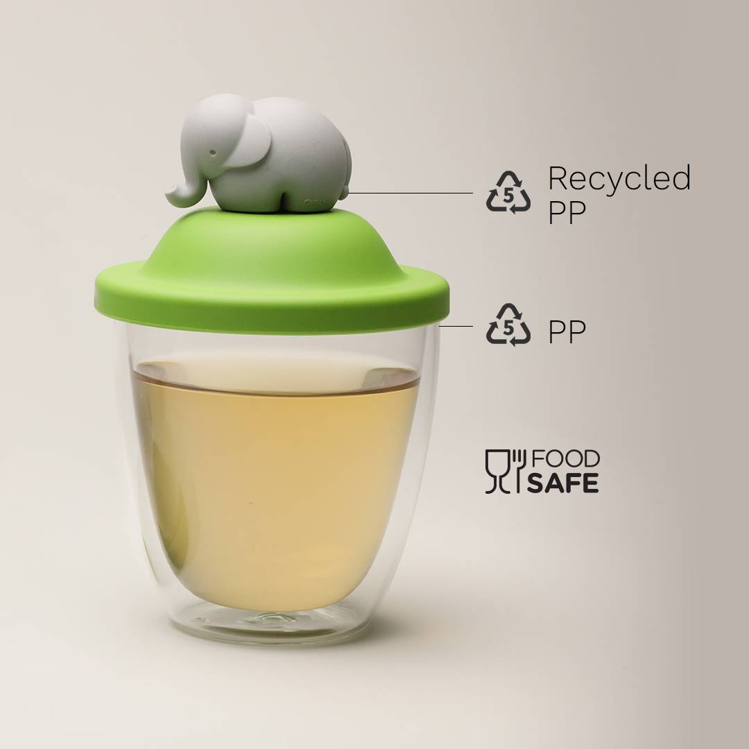 Qualy Elephant Double Wall Cup & Cover