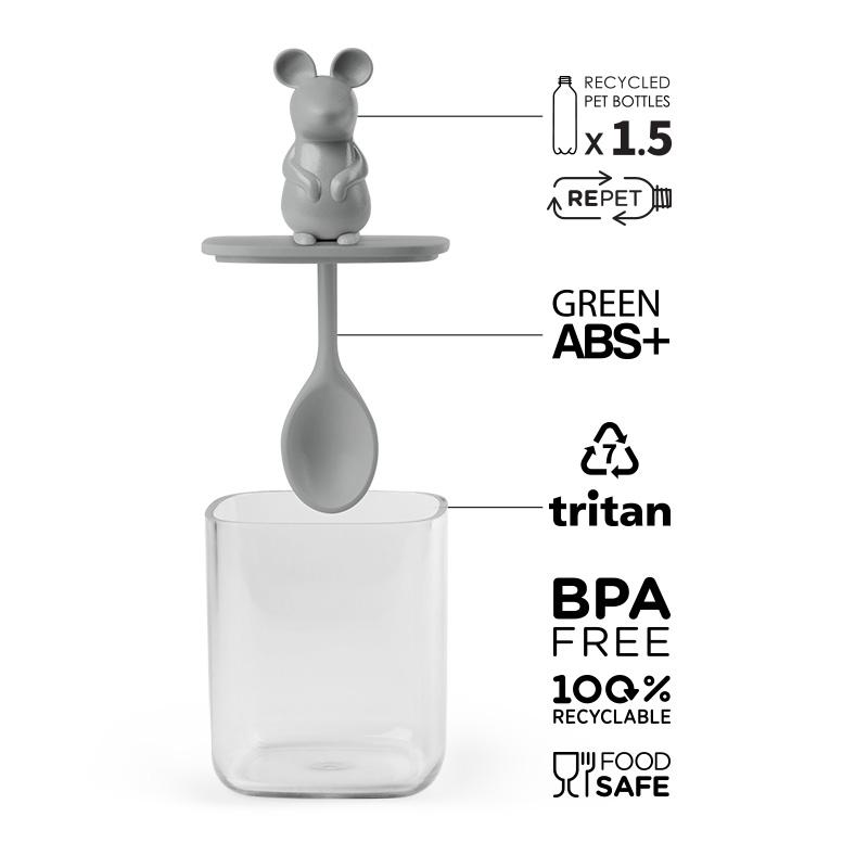 Qualy Lucky Mouse Seasoning Container And Spoon