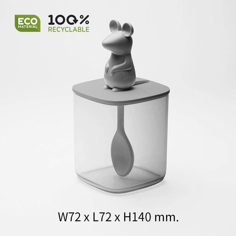 Qualy Lucky Mouse Seasoning Container And Spoon