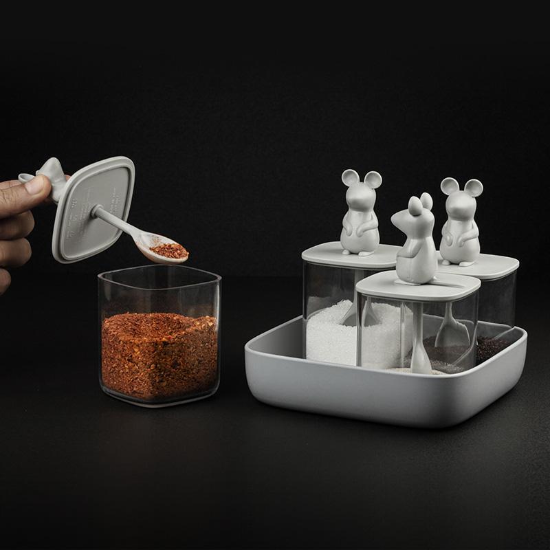 Qualy Lucky Mouse Seasoning Container Set