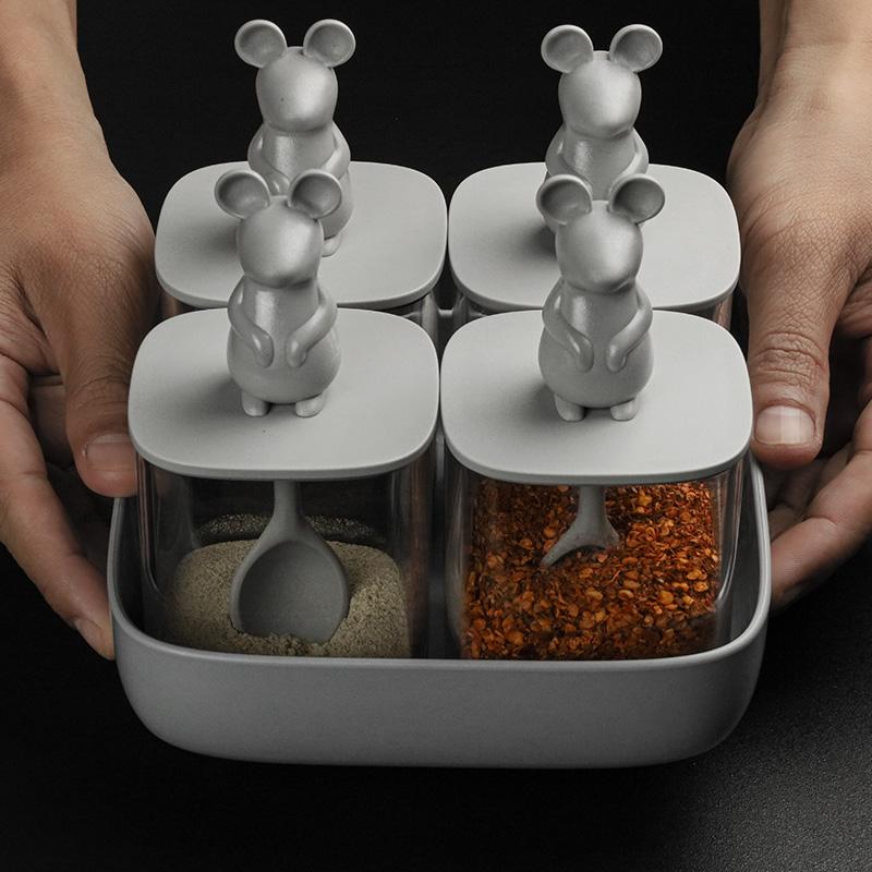 qualy Lucky Mouse Seasoning Container Set