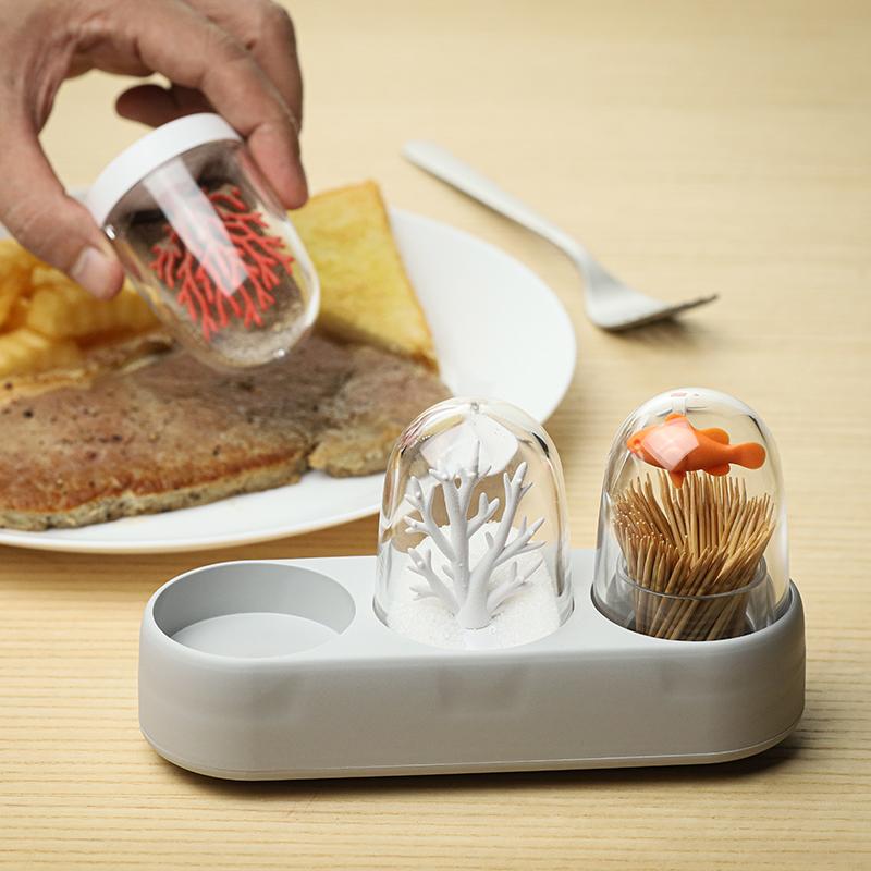 Qualy Ocean Ecology Salt Pepper & Toothpick Holder