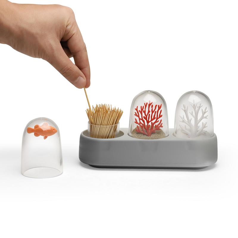 Qualy Ocean Ecology Salt Pepper & Toothpick Holder