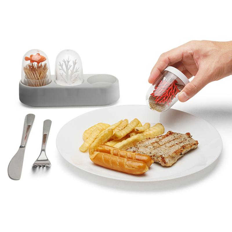 Qualy Ocean Ecology Salt Pepper & Toothpick Holder