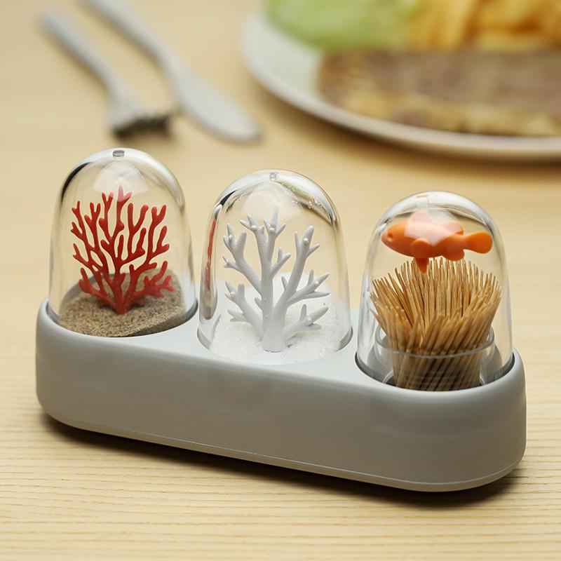 qualy Ocean Ecology Salt Pepper & Toothpick Holder