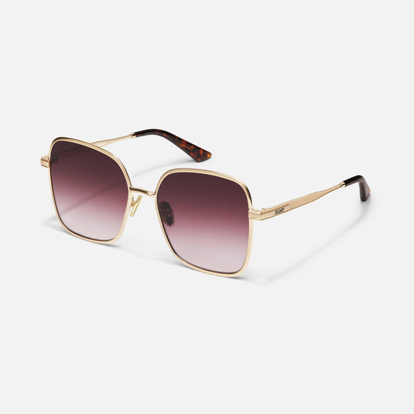 Quay 5TH AVE - Oversized Square Sunglasses With Beveled Metal Frame SALE