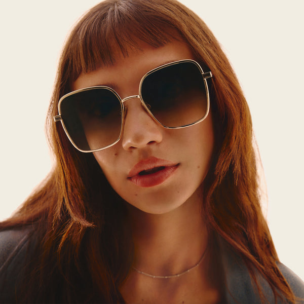 Quay 5TH AVE - Oversized Square Sunglasses With Beveled Metal Frame SALE