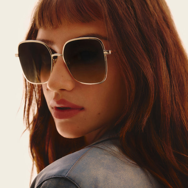 Quay 5TH AVE - Oversized Square Sunglasses With Beveled Metal Frame SALE