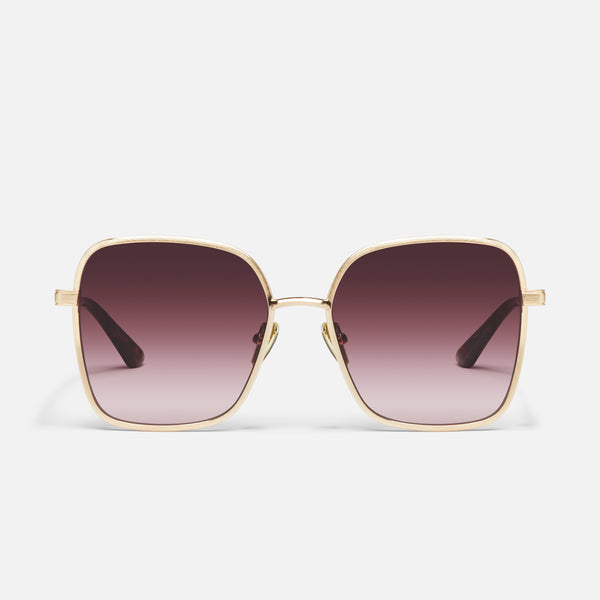 quay 5TH AVE - Oversized Square Sunglasses with Beveled Metal Frame SALE