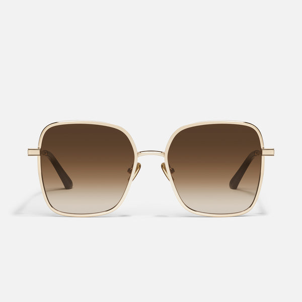 quay 5TH AVE - Oversized Square Sunglasses with Beveled Metal Frame