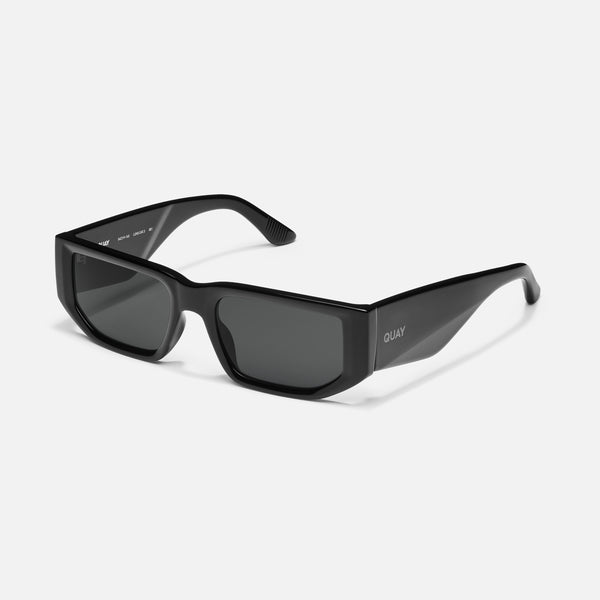 Quay GOOD TIME Narrow Rectangle Sunglasses In Black