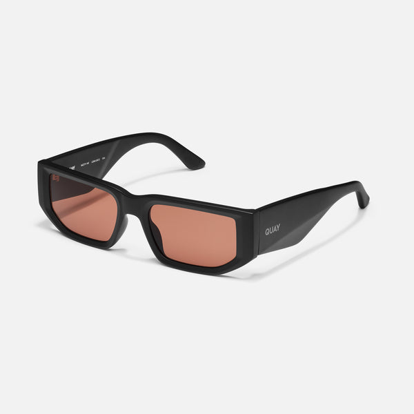 Quay GOOD TIME Narrow Rectangle Sunglasses In Black