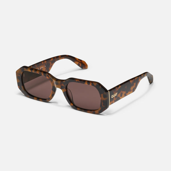 Quay HYPED UP Women's Black Narrow Hexagon Sunglasses