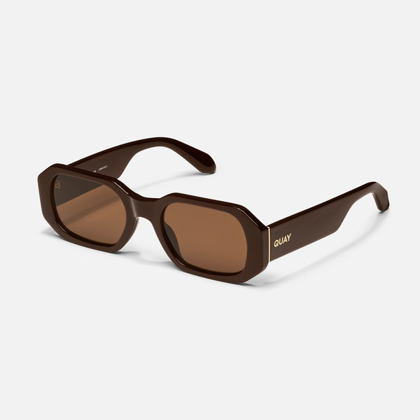 Quay HYPED UP Women's Black Narrow Hexagon Sunglasses