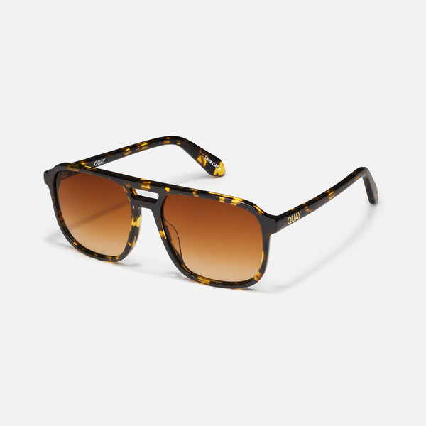Quay ON THE FLY Square Aviator Sunglasses With Plastic Frame