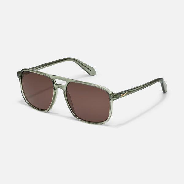 Quay ON THE FLY Square Aviator Sunglasses With Plastic Frame SALE