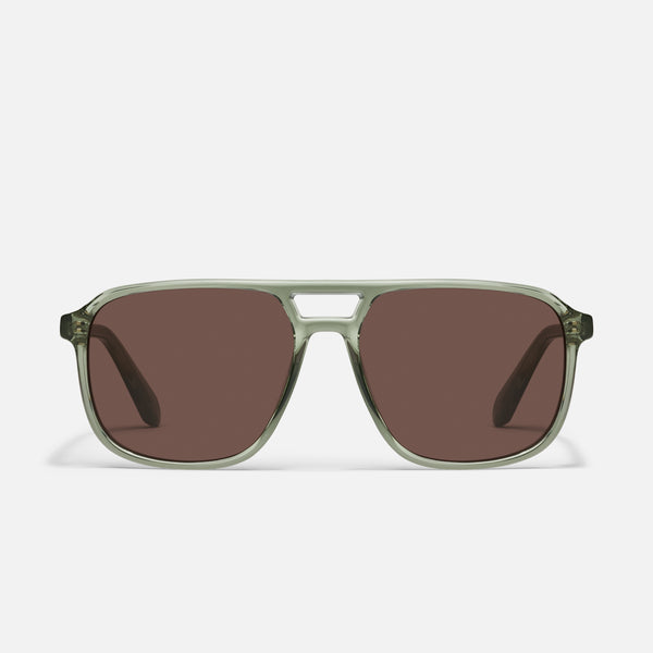 quay ON THE FLY Square Aviator Sunglasses with Plastic Frame SALE