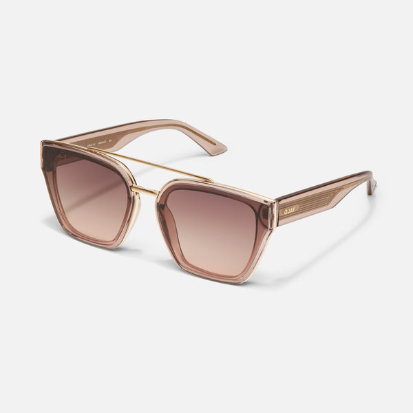 Quay SWEET TALKER Square Aviator Sunglasses With Gold Trim