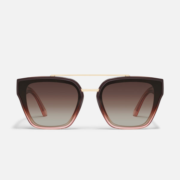 Quay SWEET TALKER Square Aviator Sunglasses With Gold Trim