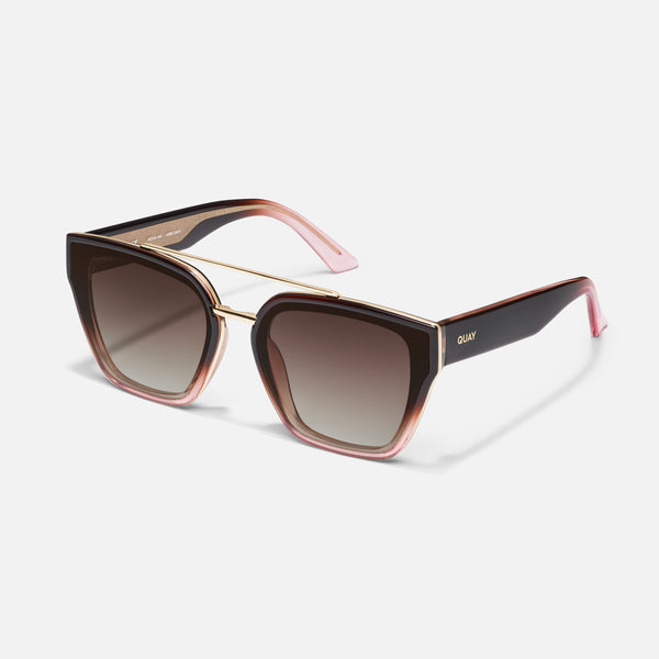 Quay SWEET TALKER Square Aviator Sunglasses With Gold Trim