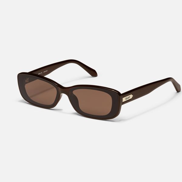 Quay VIBE CHECK Narrow Rectangular Sunglasses | Polarized & Tinted