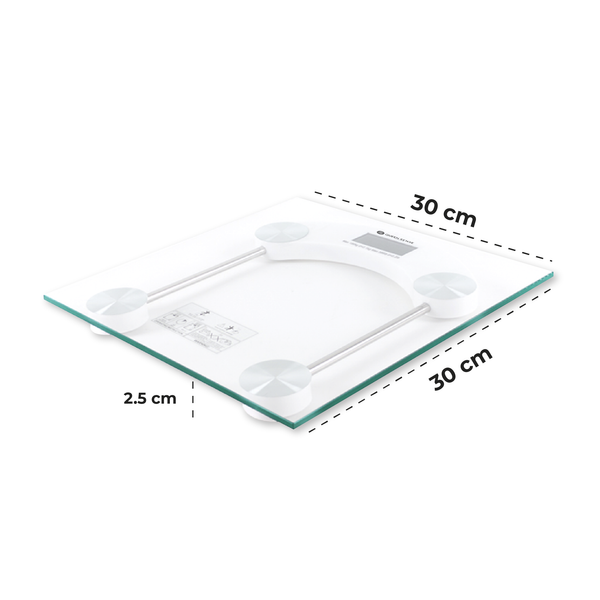 queen sense Báscula Digital Cuadrada Vidrio Templado