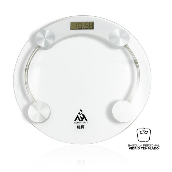 queen sense Báscula Digital Redonda Vidrio Templado