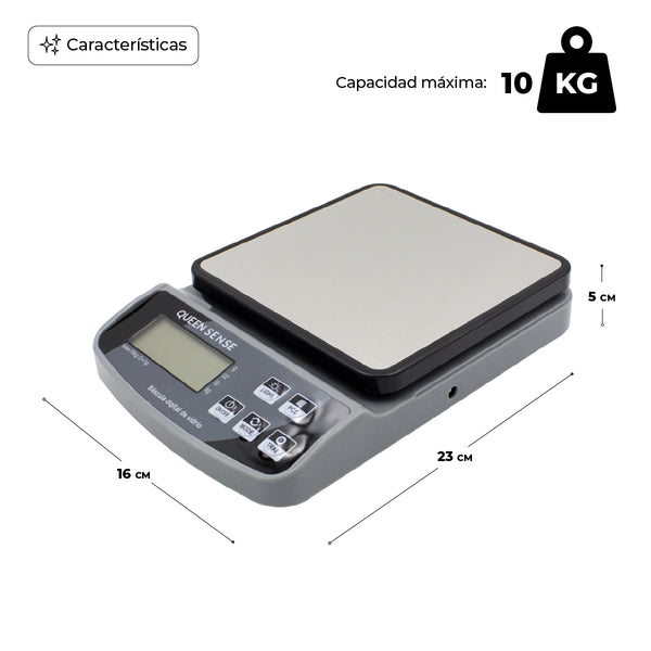 Queen Sense Báscula Electronica Digital 1 Gr A 10 Kg