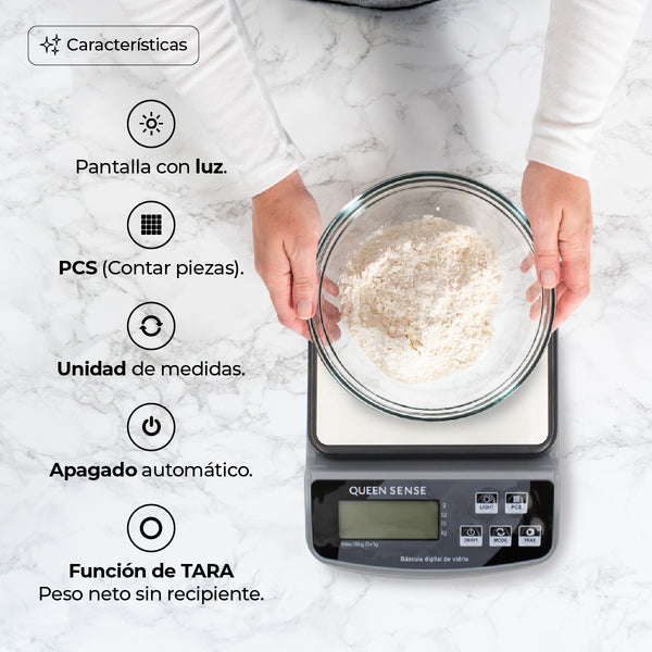 Queen Sense Báscula Electronica Digital 1 Gr A 10 Kg