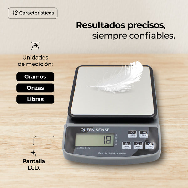 Queen Sense Báscula Electronica Digital 1 Gr A 10 Kg