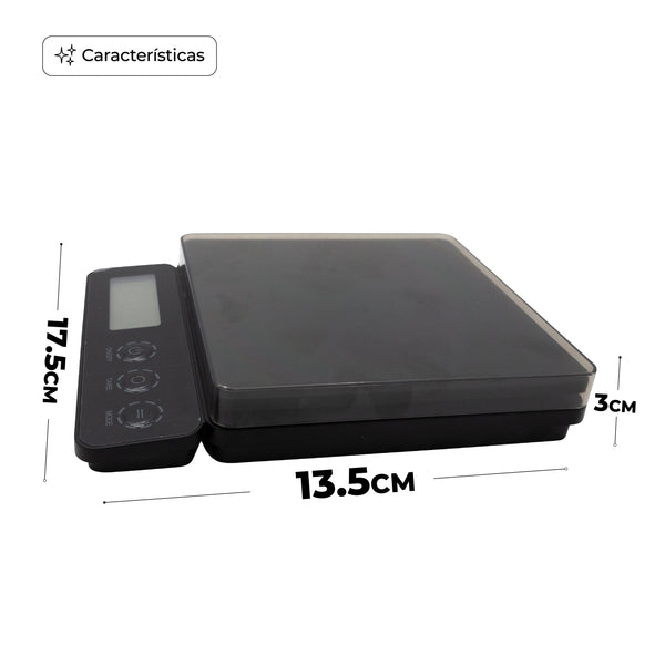 Queen Sense Báscula Gramera Digital 3kg Alta Precisión Tara Cocina