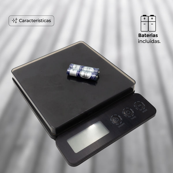 Queen Sense Báscula Gramera Digital 3kg Alta Precisión Tara Cocina