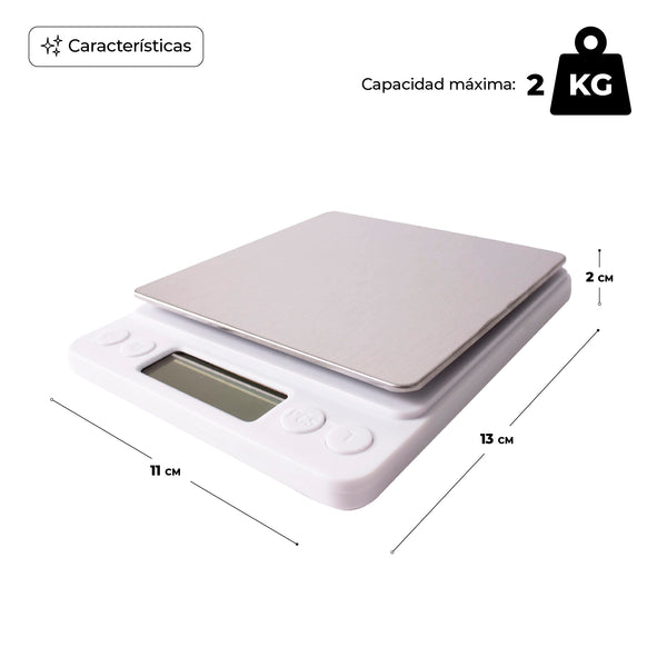 Queen Sense Báscula Gramera Digital Portátil 0.1g A 2 Kg C/Tara