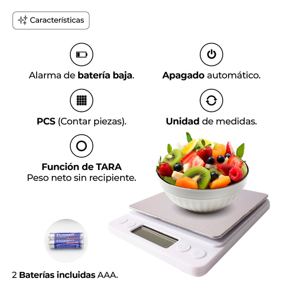 Queen Sense Báscula Gramera Digital Portátil 0.1g A 2 Kg C/Tara