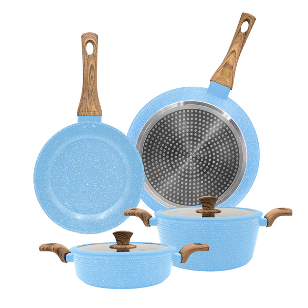 queen sense Batería De Cocina 6 Piezas Revestimiento De Mármol Lovecook