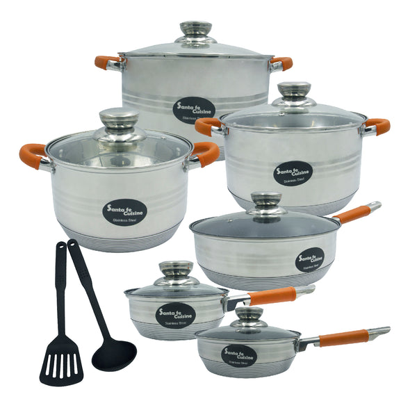 queen sense Batería De Cocina De Acero Inoxidable 14 Piezas Color Plata