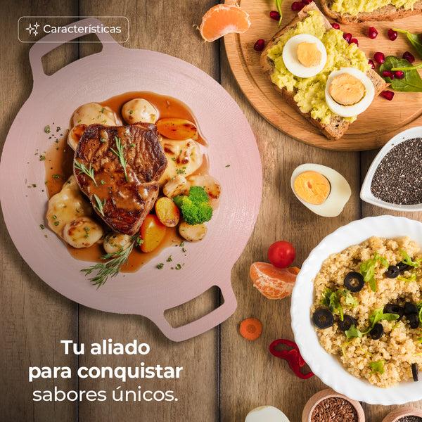 Queen Sense Comal Antiadherente De Ceramica Rosa 34 Cm