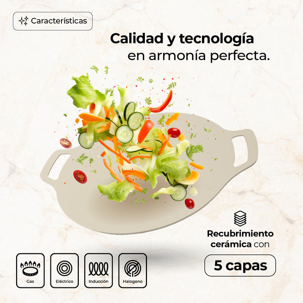 Queen Sense Comal Coreano Redondo De Ceramica Antiadherente 36 Cm